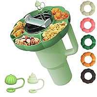 Snack Bowl for Stanley Tumbler 40OZ, Reusable Stanley Cup Accessories,Stanley Snack Tray with 5 Compartments and Straw Stopper,Snack Storage Nuts Platter Containers Box (Green)