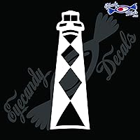 Cape Lookout North Carolina with Name Lighthouse 6 INCH White Decal Sticker