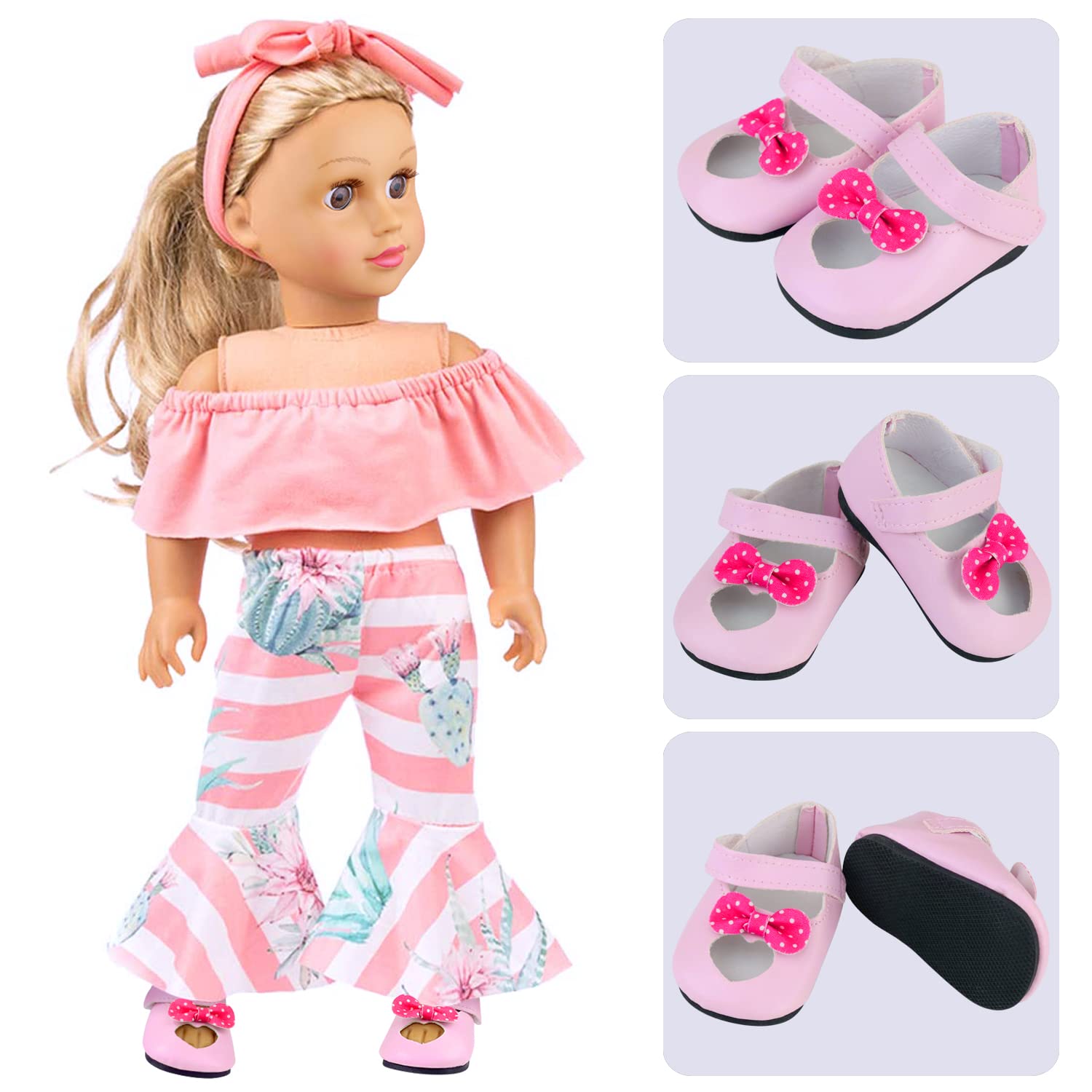 Ecore Fun 18 inch Girl Doll Accessories Includes 9 Pairs of Shoes and 4 Pairs of Socks Fit for 18 Inch Girl Doll - Sandals, Casual Shoes, Canvas Shoes, Roller Skates ect