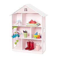 Wildkin Kids Wooden Dollhouse Bookcase for Girls, Measures 42 x 12 x 33 Inches, Dollhouse Bookshelf Keep Toys, Games, Books, and Art Supplies Organized, Ideal for Bedroom or Playroom, BPA-Free (Pink)