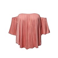 Made by Emma Women's Casual Solid Off-Shoulder Ruffle Top
