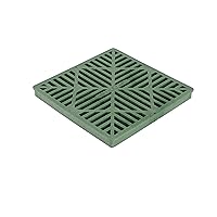 NDS 1212 Square Catch Basin Drain Grate, Standard Design, Fits 12 Inch Catch Basin Drain, Risers and Low Profile Adapter, 12 Inch, Plastic, Green