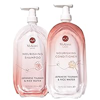 Shampoo & Conditioner Set By Kao, Japanese Tsubaki & Rice Water for Hair, Sustainable Bottles, 10.1 Ounces Each