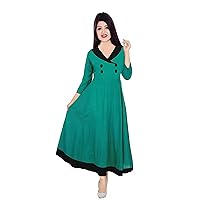 Indian Women's Long Dress Cotton Tunic Teal Color Frock Suit Party Wear Maxi Dress Plus Size