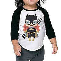 KIMBER Autumn Kids Toddler Chibi Batgirl Crew Neck 3/4 Sleeves Raglan T Shirts Black US Size 2 Toddler