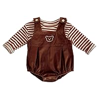 Spring Rompers Hip Wrap Jumpsuits Cute Coveralls & Stripe T-shirt For Girls Boys Toddler Fashion Sweater Suit