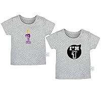 Pack of 2, Happy First Birthday & I'm 1 Print Tshirt, Newborn Infant Baby Unisex T-Shirts, Toddler Graphic Tee Tops