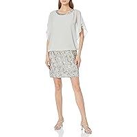 J Kara Women's Blouson Short Cocktail Beaded Dress