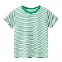 Toddlers Plain Shirts Girls Striped Short Sleeve Crewneck T Shirts Tops Tee Clothes for Children T Shirt