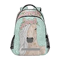 Flower Horse Backpacks Travel Laptop Daypack School Book Bag for Men Women Teens Kids