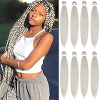 Alrence Silver Braiding Hair 30 Inch 8 Packs Professional Synthetic Braiding Hair For Crochet Braids Box Braids Boho Braids Croceht Hair Extensions (30 Inch (Pack of 8), Silver)