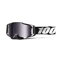 100% ARMEGA Goggles - Eyewear for Dirt Bikes, Motocross, Motorcycle, & Bike Sports - Durable Mountain Biking Goggles - Black, Mirror Silver Flash Lens
