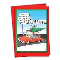 NobleWorks - Cartoon Christmas Note Card with Envelope (4.63 x 6.75 Inch) - Funny Joke Comic, Stationery for Xmas Holiday - Screaming Tree 1883