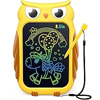 TECJOE Owl LCD Drawing Tablet, 8.5 Inch Colorful Toddler Doodle Board Drawing Tablet, Erasable and Reusable Electronic Drawing Pads, Educational and Learning Toy for 3-6 Years Old Boys, Gift (Yellow)