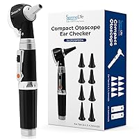 SereneLife SLOTOSPE014 2-in-1 Home Use Otoscope Kit, Adults & Pets, Black