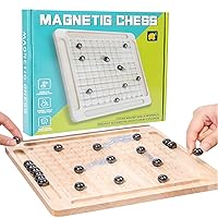 Magnetic Chess Game with Wooden Board for Kids Adults, 2024 New Version Magnetic Stone Board Game Funny Interactive Tabletop Game Family Party Board Games (Magnetic Chess Game-Style B)