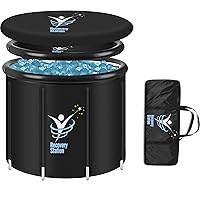 Portable Ice Bath Tub for Athletes - Foldable Cold Plunge Tub - Durable 5-Layer Nylon Design Adult Ice Pod with Lid - Cold Plunge 85 Gallon 29.5