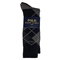 Polo Ralph Lauren Mens 3 Pair Socks Argyle/Solid Multi