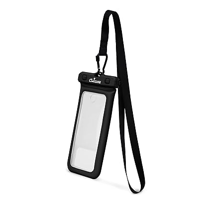 CaliCase Universal Waterproof Floating Phone Pouch - IPX8 Waterproof Floating Phone Case with Lanyard for iPhone X-15/ S20-S24/ Pixel 4-8 - Black