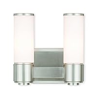 Livex Lighting 52102-91 Transitional Two Wall Sconce/Bath Light from Weston Collection in Pwt, Nckl, B/S, Slvr. Finish, Brushed Nickel
