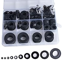 600Pcs 10 Sizes Nylon Flat Washers for Screws Bolts, Round Black Plastic Washer Assortment Kit for Electrical Connections Household Commercial Appliances (M2 M2.5 M3 M4 M5 M6 M8 M10 M12 M14)