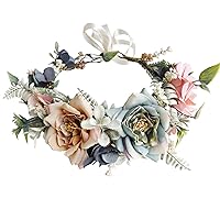 Vivivalue Floral Crown Women Flower Headband Floral Headpiece Halo Wedding Party Festival Photos