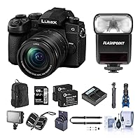 Panasonic Lumix G95 Mirrorless Camera with Lumix G Vario 12-60mm f/3.5-5.6 MFT Lens Bundle with TTL Flash, 128GB SD Card, Backpack, Extra Battery, Charger, Tripod, Strap, Mic, and Accessories