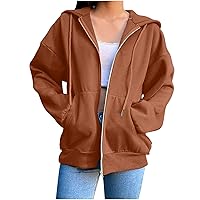 Fleece Sweatshirt Jacket Women Zip Up Hoodies Casual Loose Fitting Fall Outfits Long Sleeve Active Zipper Sweater