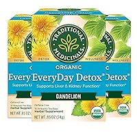Organic EveryDay Detox Dandelion Herbal Tea, Supports Liver & Kidney Function, (Pack of 3) - 48 Tea Bags Total
