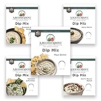 A Blend Above Best Sellers Dip Mix 5 Pack Includes Roasted Garlic Parmesan, Maui Onion, Garlic Bacon Ranch, Spicy Garlic, and Spinach Artichoke