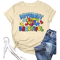 Autism Awareness Shirts Women Autistic Support Shirt Mental Health Top Puzzle Piece Special Education Teacher Tee