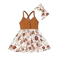 Toddler Baby Girls Skirt Floral Print Halter Dress Summer Casual Clothes Birthday Gift Fall Dress for Baby Girl 6