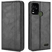 BLU G71 Plus/BLU G71+ Case, Retro PU Leather Magnetic Full Body Shockproof Stand Flip Wallet Case Cover with Card Holder for BLU G71 Plus/BLU G71+ Phone Case (Black)
