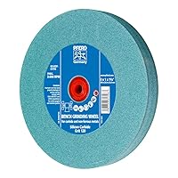 PFERD Bench Grinding Wheel Carbide Type - 8x1x1-1/4 Inch, Vitrified Bond, Silicon Carbide, Grit Size 120 - for Use on Hard Materials, Includes Bushings 1 Inch - Part 61796