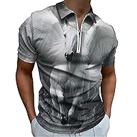 Fantasy Horse Mens Polo Shirts Quick Dry Short Sleeve Zippered Workout T Shirt Tee Top