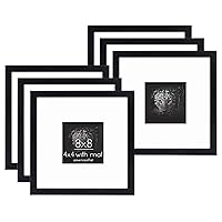 Americanflat 8x8 Picture Frame Set of 6 in Black - Use as 4x4 Picture Frames with Mat or 8x8 Frames Without Mat - Square Picture Frame Grid with Engineered Wood, Shatter-Resistant Glass, and Easel