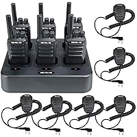 Retevis NR10 Walkie Talkies with Shoulder Mic,Noise Canceling Portable FRS Two-Way Radios,with 6 Way Gang Charger,VOX Handsfree,Heavy Duty 2 Way Radio 6 Pack for Factory Workshop Construction Site