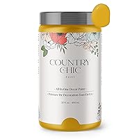 Country Chic Paint - Chalk Style All-in-One Paint for Furniture, Home Decor, Cabinets, Crafts, Eco-Friendly, Matte Paint - Fresh Mustard [Mustard Yellow] Quart 32oz