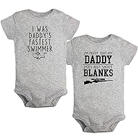 Pack of 2 I was Daddy's Fastest Swimmer & I'm Proof That My Daddy Doesn't Shot Blanks Romper Baby Bodysuit Kids Jumpsuit