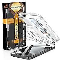 MRGLAS 4-Pack for iPhone 15 Pro Screen Protector [Auto-Alignment Kit] [10X Military Grade Protection] [HD Clear] 9H Shatterproof Tempered Glass Compatible 15 Pro 6.1