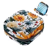 Floral Flower Period Pouch, Portable Tampon Storage Bag for Sanitary Napkins, Tampon Holder for Purse Feminine Product Organizer, First Period Gifts for Teen Girls School