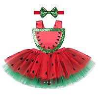 IMEKIS Toddler Baby Girl Melon 1st Birthday Outfit Summer Watermelon Dress with Headband Cake Smash Photo Shoot