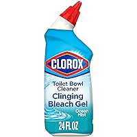 Clorox Toilet Bowl Cleaner, Clinging Bleach Gel, Ocean Mist - 24 Ounces (Package May Vary)