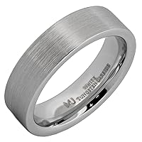 White Tungsten Carbide 6mm or 8mm Pipe Ring with a Brushed Finish COMFORT FIT Wedding Band