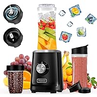 MoKo 700W Smoothie Blender, Personal Blender for Shakes and Smoothies, Retro Countertop Blender and Grinder for Kitchen with 6 Blades,BPA Free, with 2 Speeds and Pulse for Smoothies and Shakes, Black