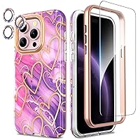 iPhone 15 Pro Case with Glitter Camera Protector + Screen Protector + Bumper iPhone 15 Pro 360 Full Body Protective Case Stylish Shiny Shockproof Anti-Scratch Case iPhone 15 Pro 6.1'' Purple