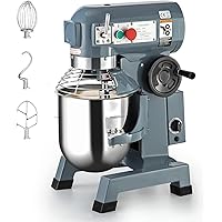 Commercial Food Mixer 15QT, Commercial Mixer 600W with 3 Speeds Adjustable, Stand Mixer Dough Kneading Machine with Stainless Steel Bowl Dough Hooks Whisk Beater, for Bakery Restaurants Pizzerias