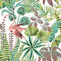 Tempaper Green Flamingo Daydream Removable Peel and Stick Wallpaper, 20.5 in X 16.5 ft, Made in The USA, Cactus Rose