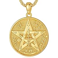 EUDORA Sterling Silver Tetragrammaton Necklace Ring for Women Men, Pentagram Amulet Energy Pendant Star of David Vintage Guardian Star Wicca Jewelry, Mother's Day Father's Day Gift for Husband Wife