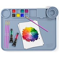 Silicone Craft Mat Silicone Art Mat with Cup Silicone Mats for Crafts - Craft Silicone Mat Silicone Painting Mat - Thick Large Silicone Artist Mat w/Cup and Raised Edge for Painting 17.7